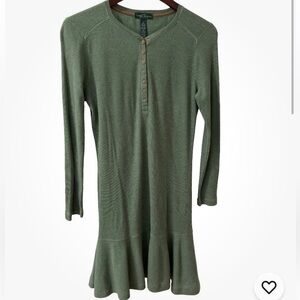 Lauren Ralph Lauren M Green Midi Y2K Flare Long Sleeve